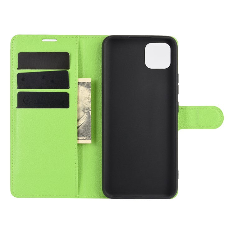 Litchi Texture Wallet Stand Leather Protective Cover for Realme C11 - Green