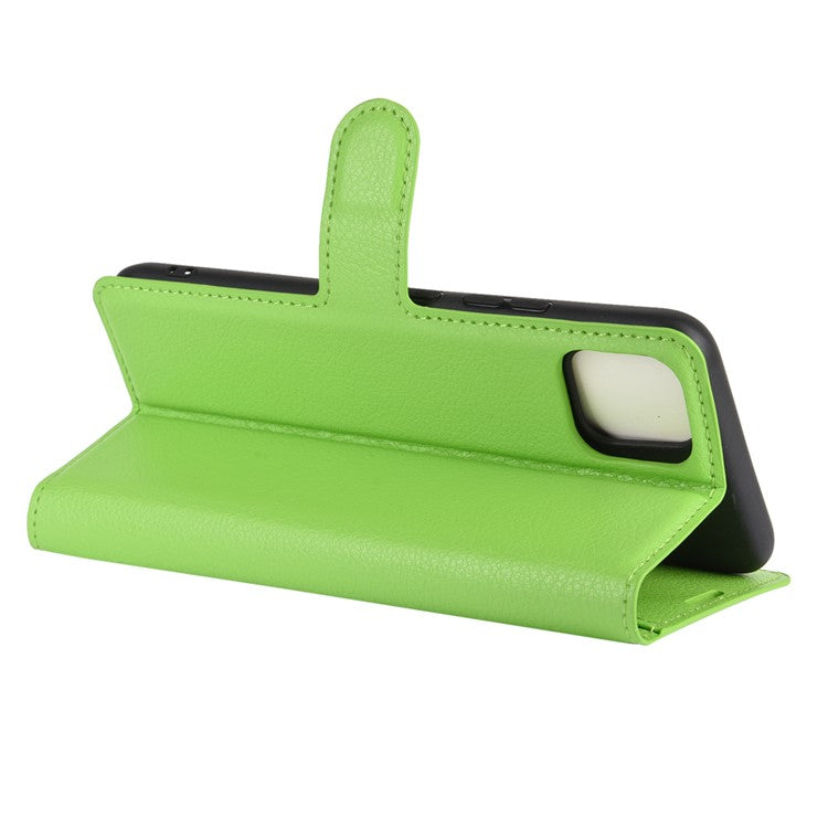 Litchi Texture Wallet Stand Leather Protective Cover for Realme C11 - Green