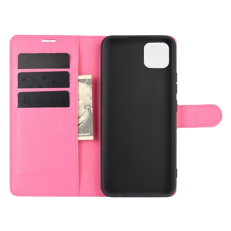 Litchi Texture Wallet Stand Leather Protective Cover for Realme C11 - Rose