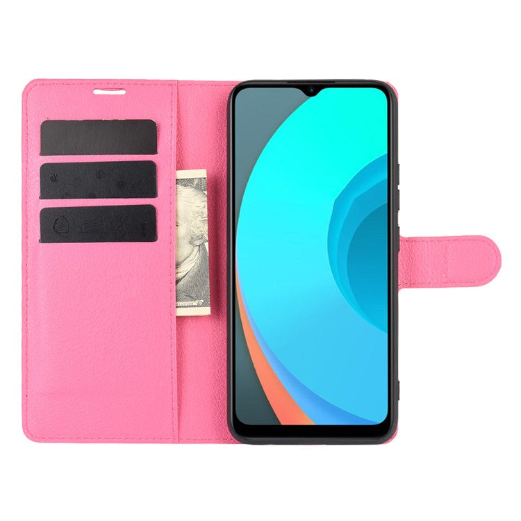 Litchi Texture Wallet Stand Leather Protective Cover for Realme C11 - Rose