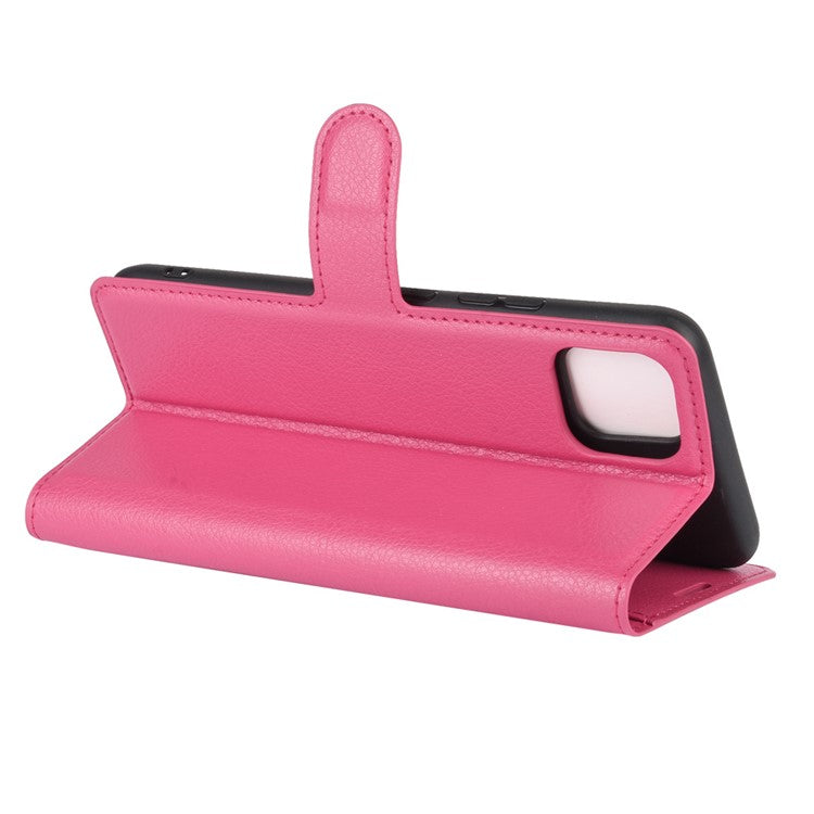 Litchi Texture Wallet Stand Leather Protective Cover for Realme C11 - Rose