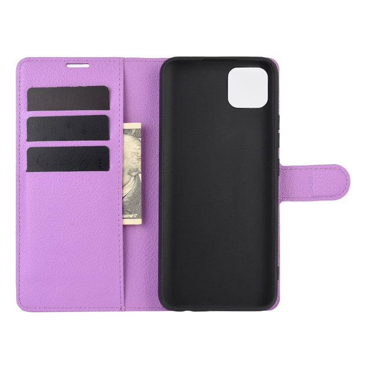 Litchi Texture Wallet Stand Leather Protective Cover for Realme C11 - Purple