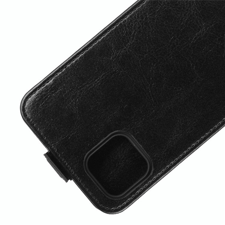 Crazy Horse Vertical Flip Leather Phone Shell for Realme C11 - Black