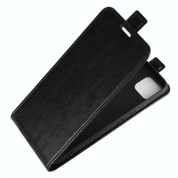 Crazy Horse Vertical Flip Leather Phone Shell for Realme C11 - Black