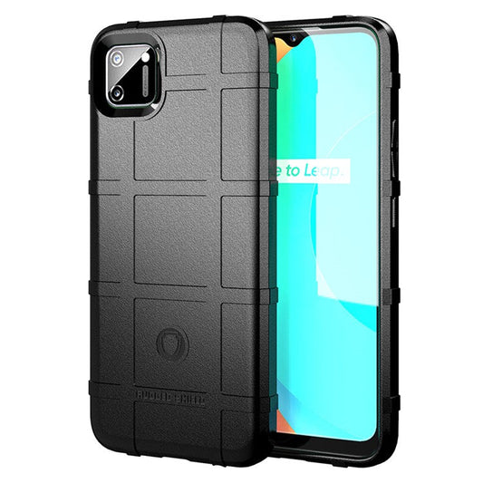 Anti-shock Square Grid Texture Thicken TPU Shell for Realme C11 - Black