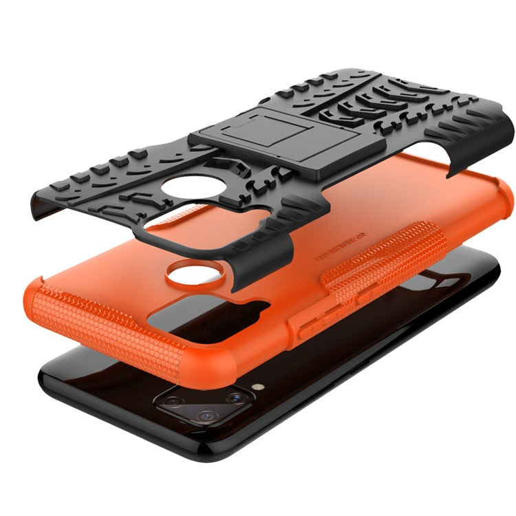 Cool Tyre PC + TPU Hybrid Shell with Kickstand Cover for Realme C15/C11 - Orange