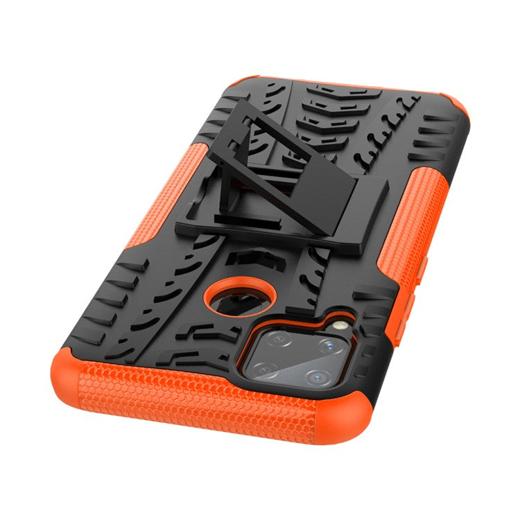 Cool Tyre PC + TPU Hybrid Shell with Kickstand Cover for Realme C15/C11 - Orange