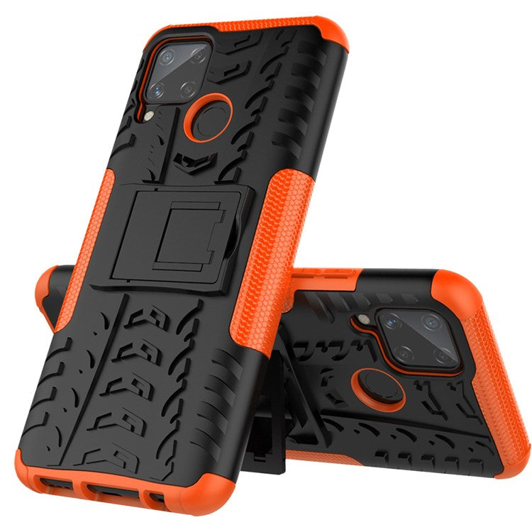 Cool Tyre PC + TPU Hybrid Shell with Kickstand Cover for Realme C15/C11 - Orange