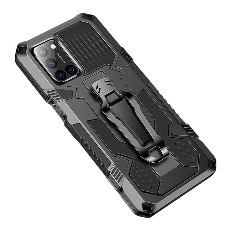Phone Cover Plastic + TPU Hybrid Shell with Kickstand for Oppo A72 - Black