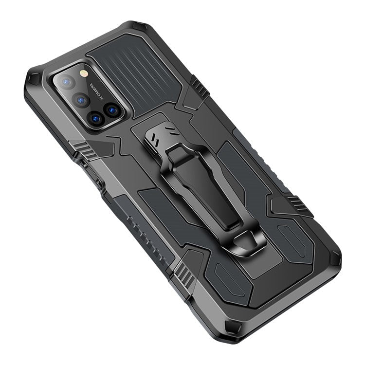 Phone Cover Plastic + TPU Hybrid Shell with Kickstand for Oppo A72 - Grey