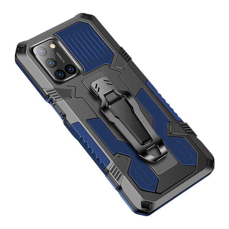 Phone Cover Plastic + TPU Hybrid Shell with Kickstand for Oppo A72 - Blue