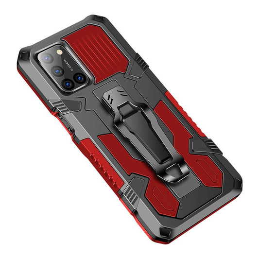 Phone Cover Plastic + TPU Hybrid Shell with Kickstand for Oppo A72 - Red