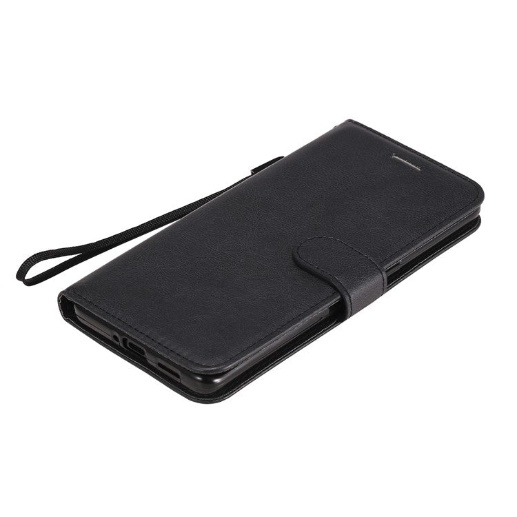 KT Leather Series-2 Solid ColorWallet Stand Leather Shell with Strap for Oppo Reno3 Pro 5G / Find X2 Neo (Overseas Version) - Black