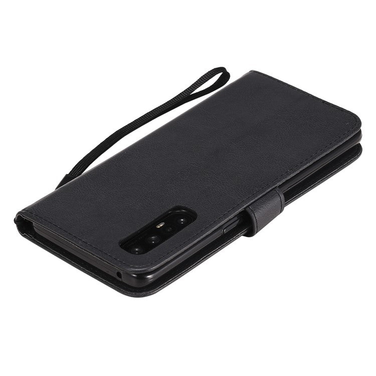 KT Leather Series-2 Solid ColorWallet Stand Leather Shell with Strap for Oppo Reno3 Pro 5G / Find X2 Neo (Overseas Version) - Black