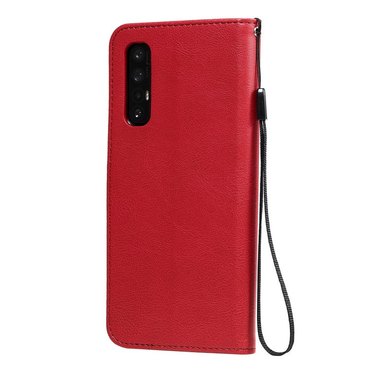 KT Leather Series-2 Solid ColorWallet Stand Leather Shell with Strap for Oppo Reno3 Pro 5G / Find X2 Neo (Overseas Version) - Red