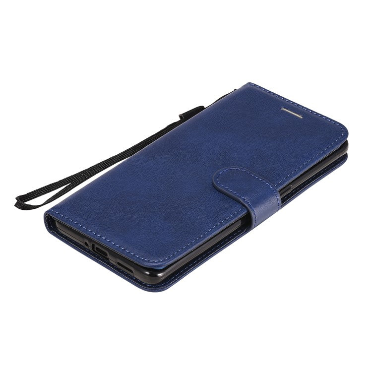 KT Leather Series-2 Solid ColorWallet Stand Leather Shell with Strap for Oppo Reno3 Pro 5G / Find X2 Neo (Overseas Version) - Blue