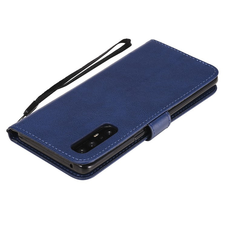 KT Leather Series-2 Solid ColorWallet Stand Leather Shell with Strap for Oppo Reno3 Pro 5G / Find X2 Neo (Overseas Version) - Blue