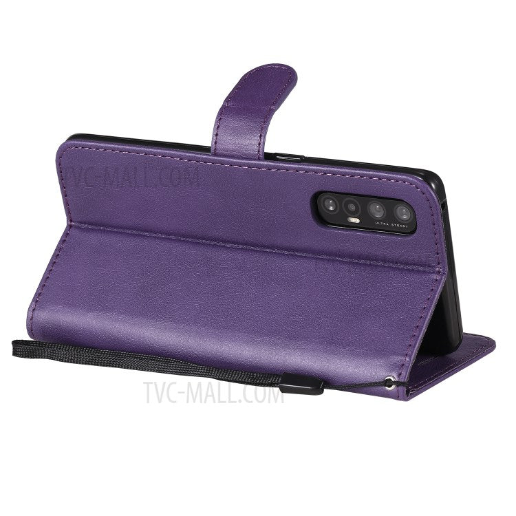 KT Leather Series-2 Solid ColorWallet Stand Leather Shell with Strap for Oppo Reno3 Pro 5G / Find X2 Neo (Overseas Version) - Purple