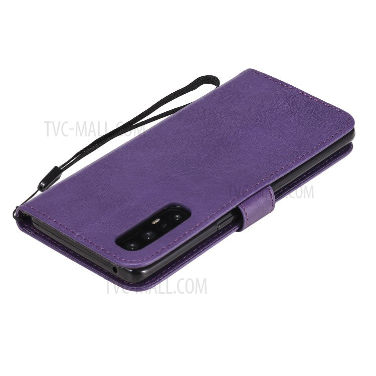 KT Leather Series-2 Solid ColorWallet Stand Leather Shell with Strap for Oppo Reno3 Pro 5G / Find X2 Neo (Overseas Version) - Purple