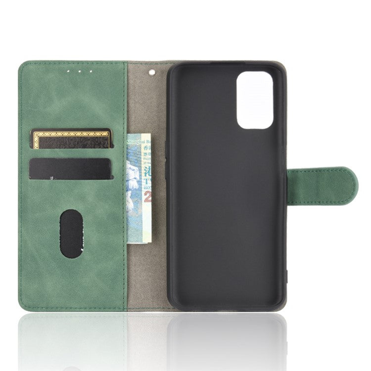 Skin-touch Wallet Stand Flip Leather Phone Cover for OPPO A52/A72/A92 - Green
