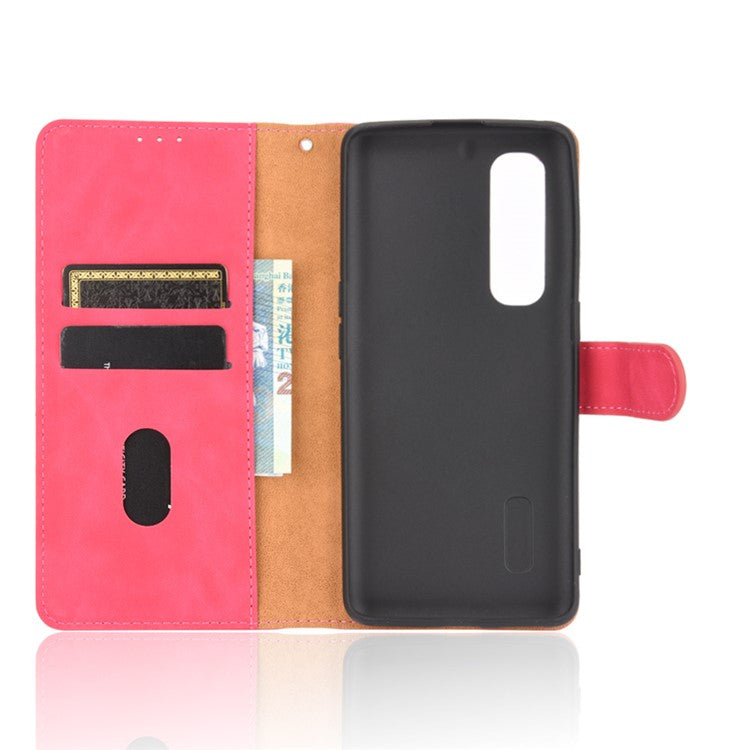 Skin-touch PU Leather Wallet Cell Phone Case for Oppo Find X2 Pro - Rose