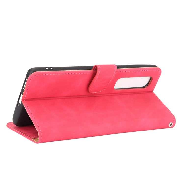 Skin-touch PU Leather Wallet Cell Phone Case for Oppo Find X2 Pro - Rose