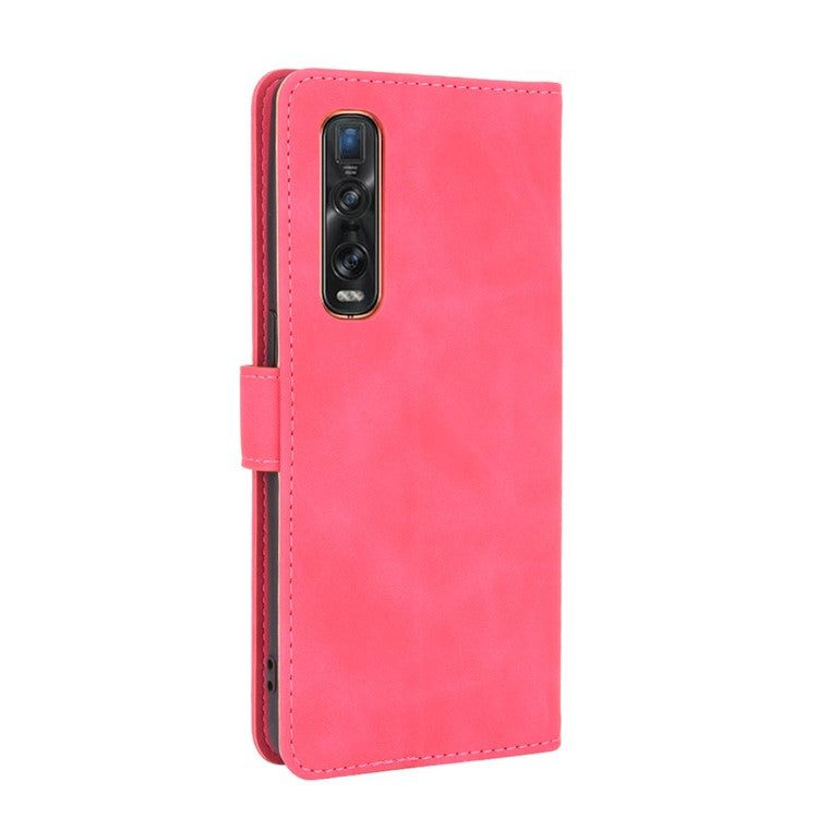 Skin-touch PU Leather Wallet Cell Phone Case for Oppo Find X2 Pro - Rose