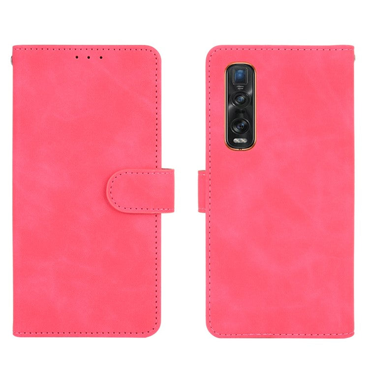 Skin-touch PU Leather Wallet Cell Phone Case for Oppo Find X2 Pro - Rose