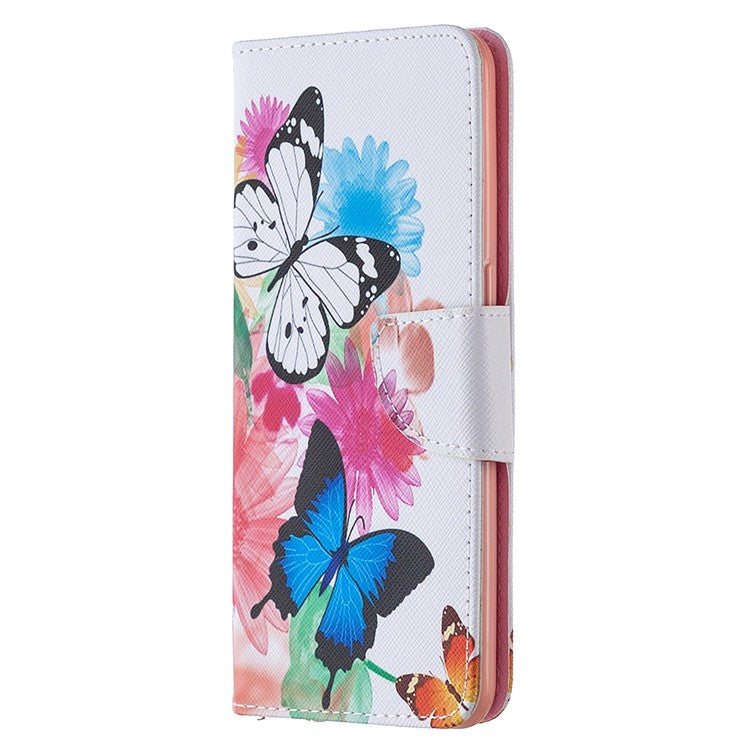 Pattern Printing Leather Wallet Protective Case for Oppo Reno4 5G - Butterflies