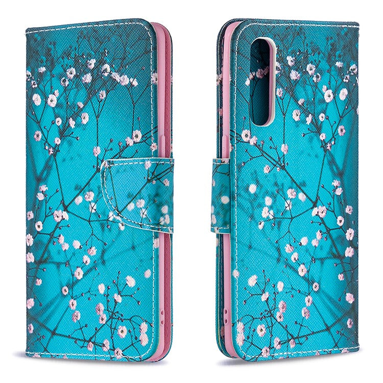Pattern Printing Skin Magnetic Leather with Wallet Case for Oppo Find X2 Neo - Tree with Flowers