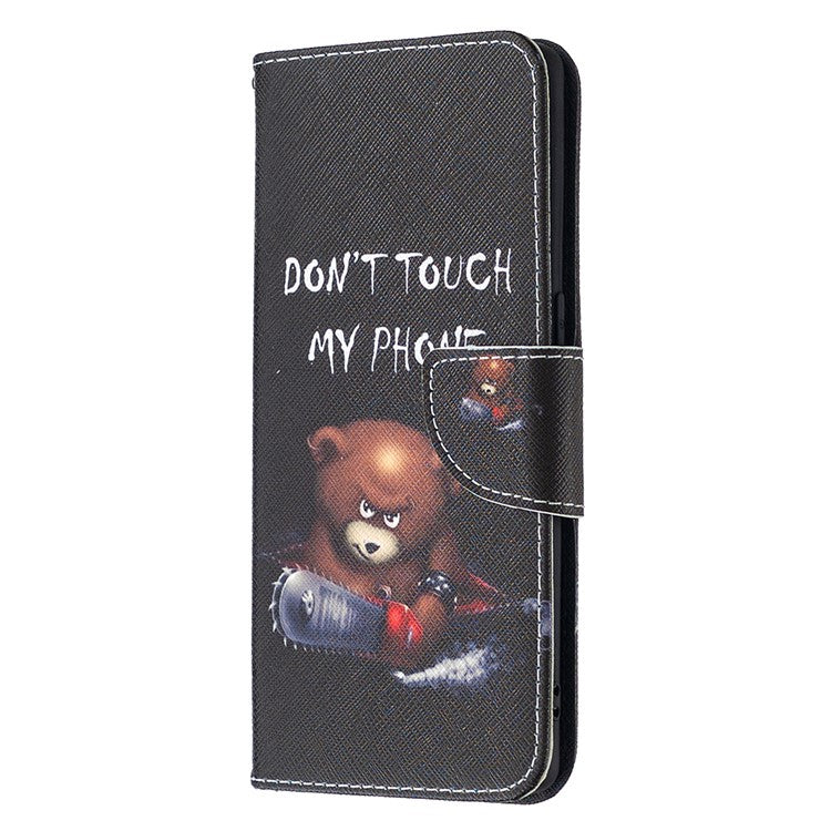 Pattern Printing Skin Magnetic Leather with Wallet Case for Oppo Find X2 Neo - Bear and Its Warnings