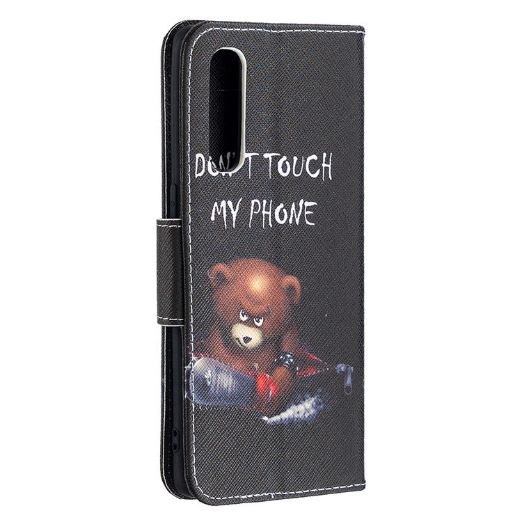 Pattern Printing Skin Magnetic Leather with Wallet Case for Oppo Find X2 Neo - Bear and Its Warnings