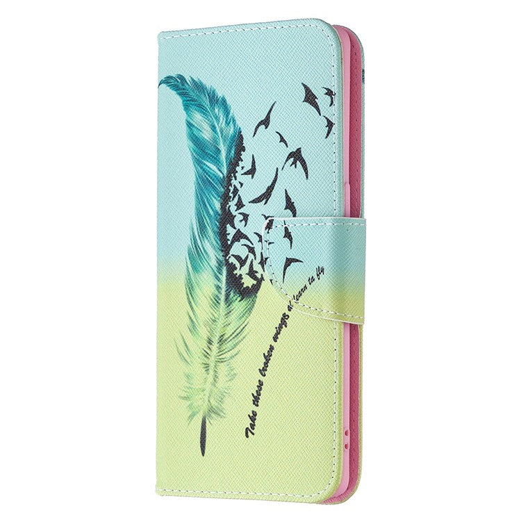 Pattern Printing Skin Magnetic Leather with Wallet Case for Oppo Find X2 Neo - Feather Pattern