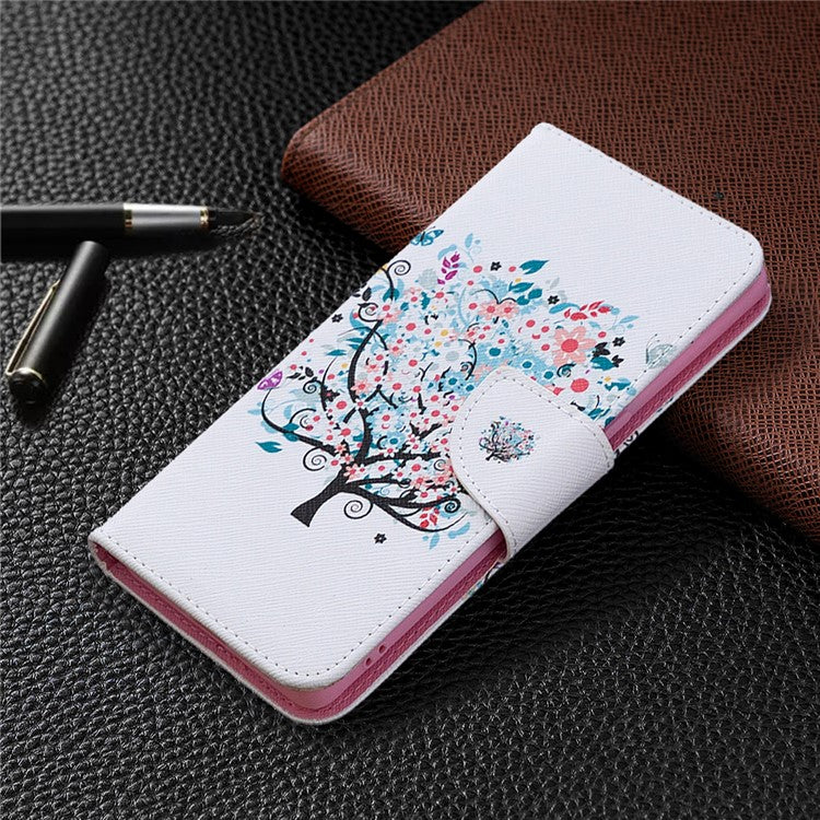Pattern Printing Skin Magnetic Leather with Wallet Case for Oppo Find X2 Neo - Flowered Tree