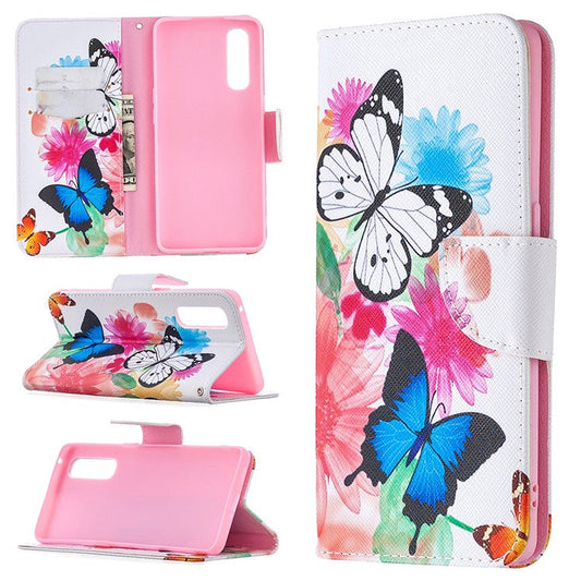 Pattern Printing Skin Magnetic Leather with Wallet Case for Oppo Find X2 Neo - Vivid Butterflies