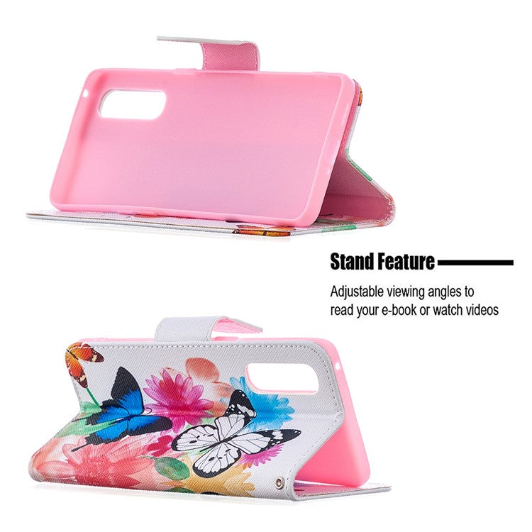Pattern Printing Skin Magnetic Leather with Wallet Case for Oppo Find X2 Neo - Vivid Butterflies
