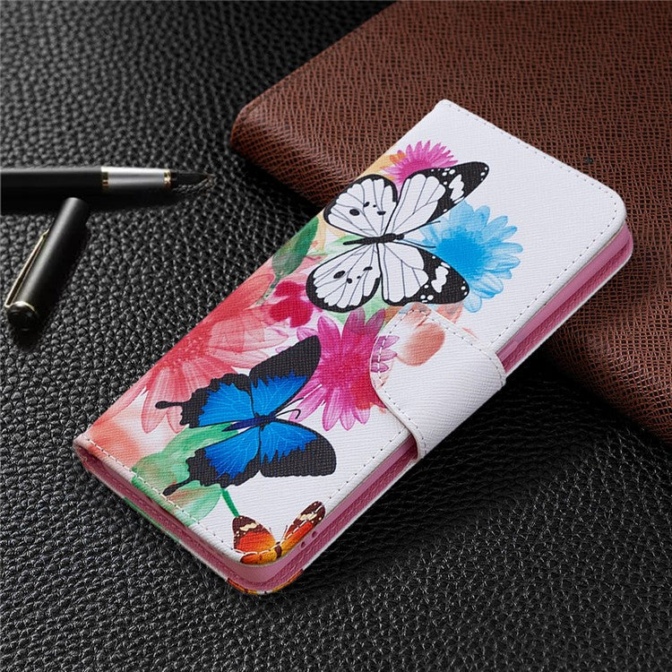 Pattern Printing Skin Magnetic Leather with Wallet Case for Oppo Find X2 Neo - Vivid Butterflies