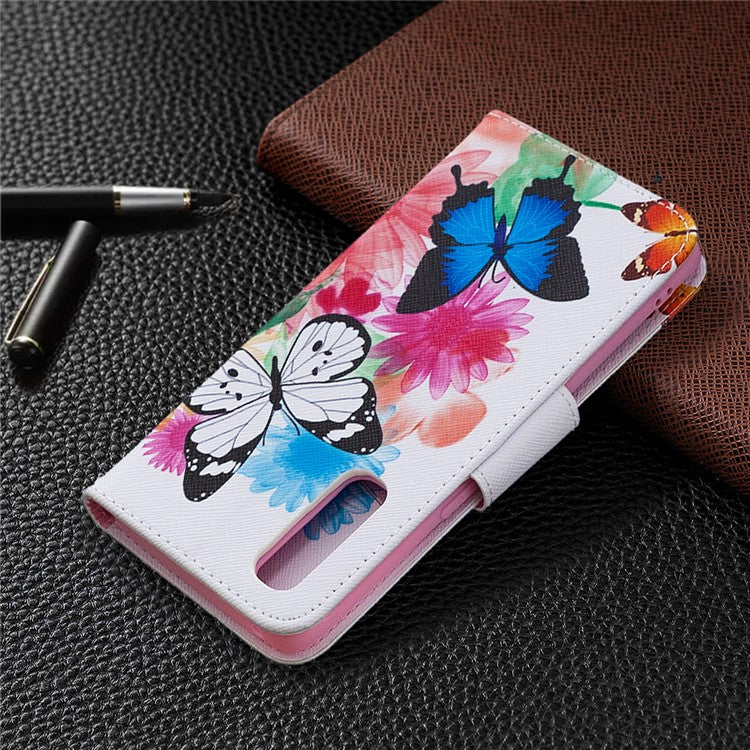 Pattern Printing Skin Magnetic Leather with Wallet Case for Oppo Find X2 Neo - Vivid Butterflies