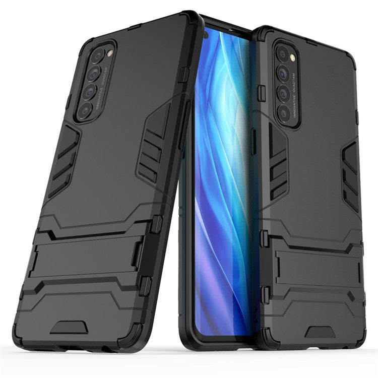 PC + TPU Cover with Kickstand for Oppo Reno4 Pro 4G - Black