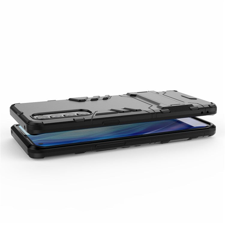 PC + TPU Cover with Kickstand for Oppo Reno4 Pro 4G - Black