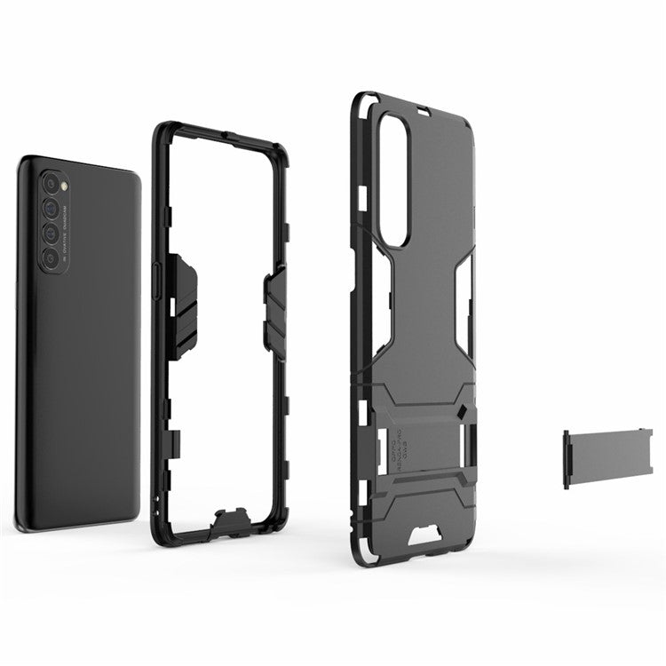 PC + TPU Cover with Kickstand for Oppo Reno4 Pro 4G - Black