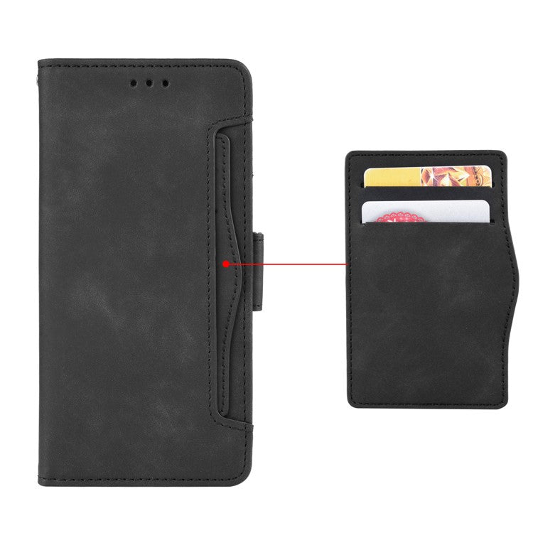 Multiple Card Slots Leather with Wallet Cell Phone Cover for Oppo A53/A32 (2020) - Black