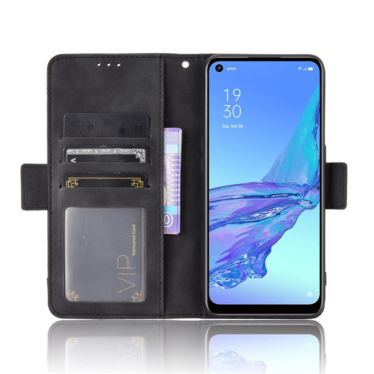 Multiple Card Slots Leather with Wallet Cell Phone Cover for Oppo A53/A32 (2020) - Black