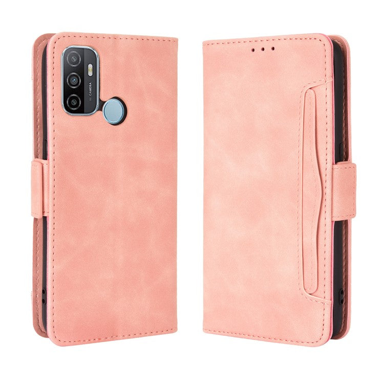 Multiple Card Slots Leather with Wallet Cell Phone Cover for Oppo A53/A32 (2020) - Pink