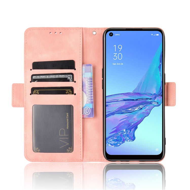 Multiple Card Slots Leather with Wallet Cell Phone Cover for Oppo A53/A32 (2020) - Pink