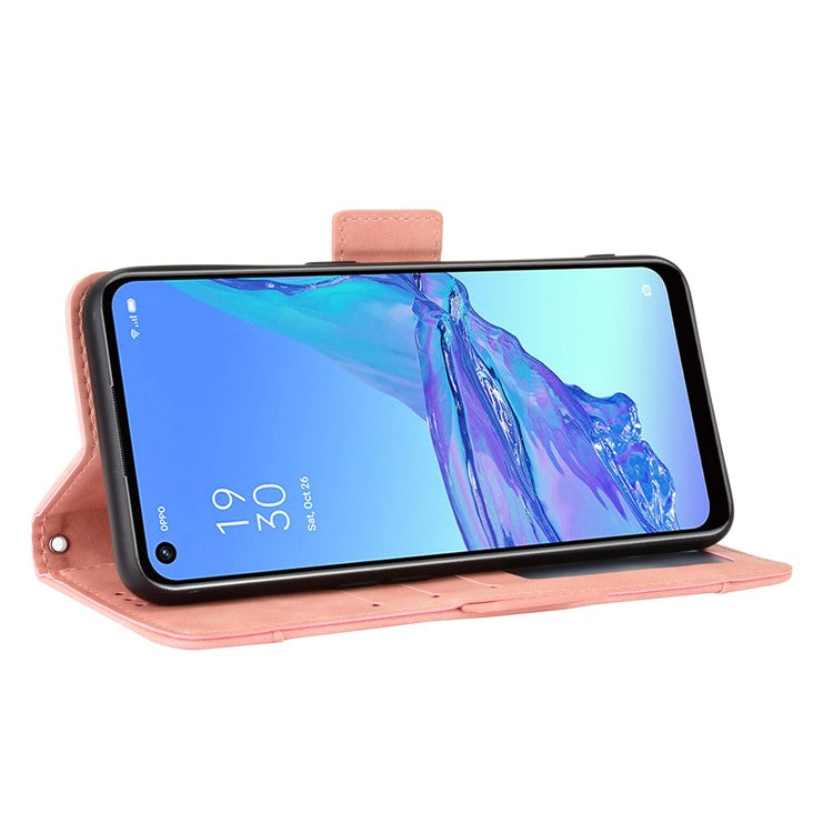 Multiple Card Slots Leather with Wallet Cell Phone Cover for Oppo A53/A32 (2020) - Pink
