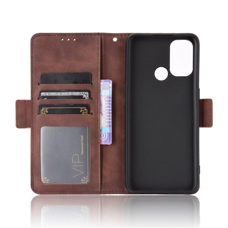 Multiple Card Slots Leather with Wallet Cell Phone Cover for Oppo A53/A32 (2020) - Brown
