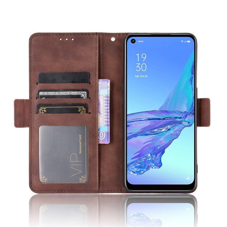 Multiple Card Slots Leather with Wallet Cell Phone Cover for Oppo A53/A32 (2020) - Brown
