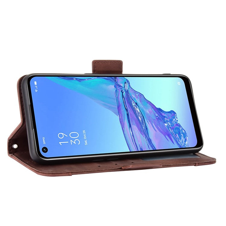 Multiple Card Slots Leather with Wallet Cell Phone Cover for Oppo A53/A32 (2020) - Brown