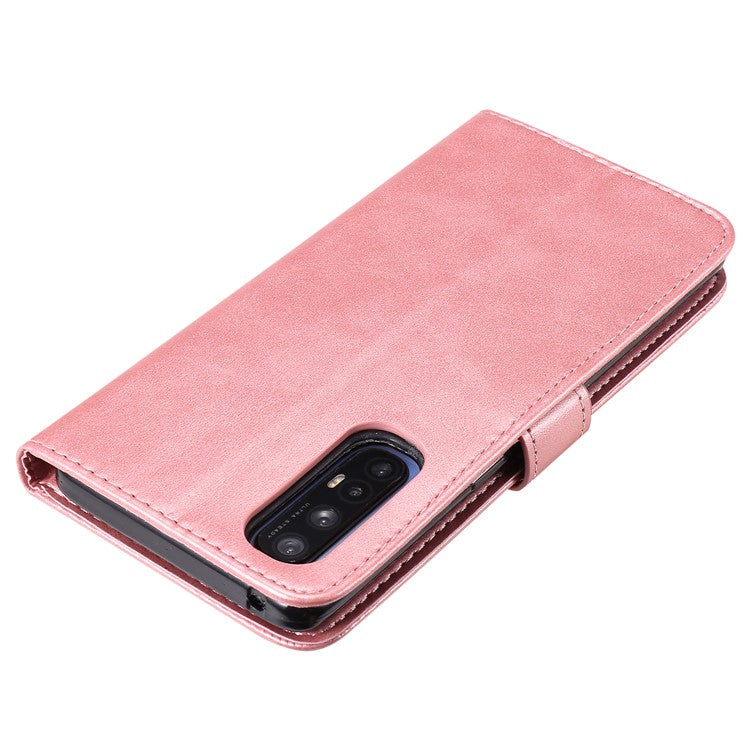 Zipper Pocket Leather Protector Wallet Case for OPPO Find X2 Neo/Reno3 Pro - Rose Gold